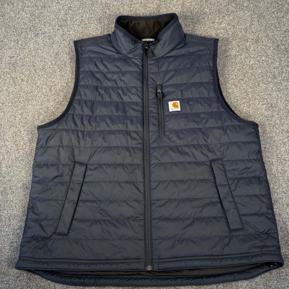 Carhartt Gilliam Vest Mens XL Navy Blue Rain Defender Insulated Puffer 102286